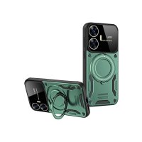 Newface Realme C55 Kılıf Joy Lens Standlı Kapak - Koyu Yeşil