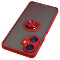 Newface Realme C55 Kılıf Montreal Yüzüklü Silikon Kapak - Kırmızı