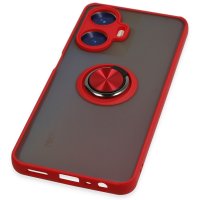 Newface Realme C55 Kılıf Montreal Yüzüklü Silikon Kapak - Kırmızı