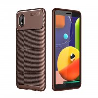 Newface Samsung Galaxy A01 Core Kılıf Auto Focus Karbon Kapak - Kahverengi