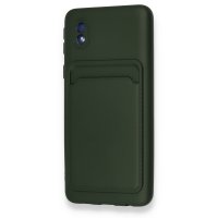 Newface Samsung Galaxy A01 Core Kılıf Kelvin Kartvizitli Silikon - Koyu Yeşil