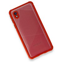 Newface Samsung Galaxy A01 Core Kılıf Miami Şeffaf Silikon - Kırmızı