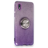 Newface Samsung Galaxy A01 Core Kılıf Simli Yüzüklü Silikon - Mor