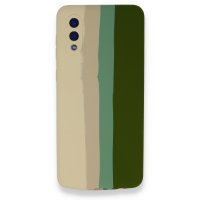 Newface Samsung Galaxy A02 Kılıf Ebruli Lansman Silikon - Beyaz-Yeşil