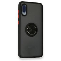 Newface Samsung Galaxy A02 Kılıf Montreal Yüzüklü Silikon Kapak - Siyah
