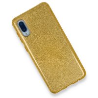 Newface Samsung Galaxy A02 Kılıf Simli Katmanlı Silikon - Gold