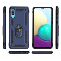 Newface Samsung Galaxy A02 Kılıf Sofya Yüzüklü Silikon Kapak - Lacivert