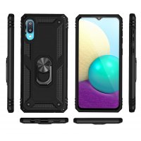 Newface Samsung Galaxy A02 Kılıf Sofya Yüzüklü Silikon Kapak - Siyah