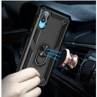 Newface Samsung Galaxy A02 Kılıf Sofya Yüzüklü Silikon Kapak - Siyah