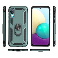 Newface Samsung Galaxy A02 Kılıf Sofya Yüzüklü Silikon Kapak - Yeşil