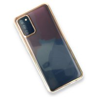 Newface Samsung Galaxy A02S Kılıf Çiçekli Silikon - Pembe-Mavi