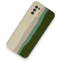 Newface Samsung Galaxy A02S Kılıf Ebruli Lansman Silikon - Beyaz-Yeşil