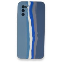 Newface Samsung Galaxy A02S Kılıf Ebruli Lansman Silikon - Mavi-Gri