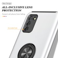 Newface Samsung Galaxy A02S Kılıf Elit Yüzüklü Kapak - Gümüş