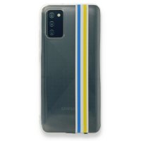 Newface Samsung Galaxy A02S Kılıf Prime Silikon - Mavi-Sarı