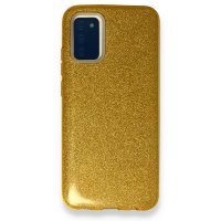 Newface Samsung Galaxy A02S Kılıf Simli Katmanlı Silikon - Gold