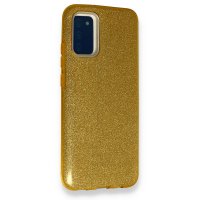 Newface Samsung Galaxy A02S Kılıf Simli Katmanlı Silikon - Gold