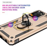Newface Samsung Galaxy A03S Kılıf Sofya Yüzüklü Silikon Kapak - Gold