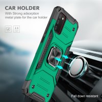 Newface Samsung Galaxy A02S Kılıf Zegna Yüzüklü Silikon Kapak - Koyu Yeşil