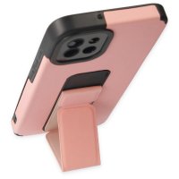 Newface Samsung Galaxy A03 Kılıf Mega Standlı Silikon - Pudra