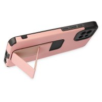 Newface Samsung Galaxy A03 Kılıf Mega Standlı Silikon - Pudra