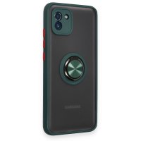Newface Samsung Galaxy A03 Kılıf Montreal Yüzüklü Silikon Kapak - Yeşil