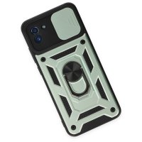 Newface Samsung Galaxy A03 Kılıf Pars Lens Yüzüklü Silikon - Yeşil