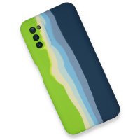 Newface Samsung Galaxy A03S Kılıf Ebruli Lansman Silikon - Yeşil-Koyu Yeşil