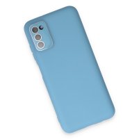 Newface Samsung Galaxy A03S Kılıf Lansman Glass Kapak - Mavi