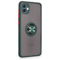 Newface Samsung Galaxy A04 Kılıf Montreal Yüzüklü Silikon Kapak - Yeşil