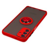 Newface Samsung Galaxy A04S Kılıf Montreal Yüzüklü Silikon Kapak - Kırmızı