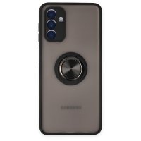 Newface Samsung Galaxy A04S Kılıf Montreal Yüzüklü Silikon Kapak - Siyah