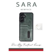 Newface Samsung Galaxy A06 Kılıf Sara Kartvizitli Deri Kılıf - Koyu Yeşil