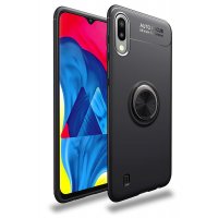 Newface Samsung Galaxy A10 Kılıf Range Yüzüklü Silikon - Siyah