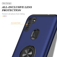 Newface Samsung Galaxy A11 Kılıf Elit Yüzüklü Kapak - Lacivert