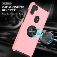 Newface Samsung Galaxy A11 Kılıf Elit Yüzüklü Kapak - Pembe