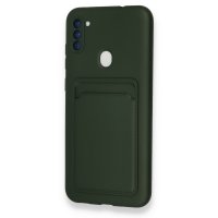 Newface Samsung Galaxy A11 Kılıf Kelvin Kartvizitli Silikon - Koyu Yeşil