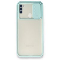 Newface Samsung Galaxy A11 Kılıf Palm Buzlu Kamera Sürgülü Silikon - Turkuaz