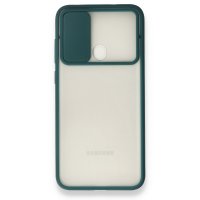 Newface Samsung Galaxy M11 Kılıf Palm Buzlu Kamera Sürgülü Silikon - Yeşil