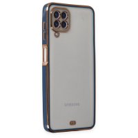 Newface Samsung Galaxy A12 Kılıf Liva Lens Silikon - Mavi