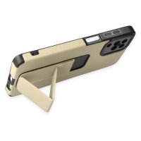 Newface Samsung Galaxy A12 Kılıf Mega Standlı Silikon - Gold