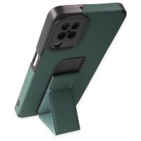 Newface Samsung Galaxy A12 Kılıf Mega Standlı Silikon - Yeşil