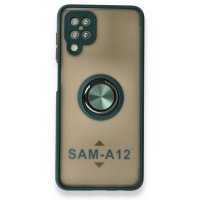 Newface Samsung Galaxy M12 Kılıf Montreal Yüzüklü Silikon Kapak - Yeşil