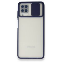 Newface Samsung Galaxy M12 Kılıf Palm Buzlu Kamera Sürgülü Silikon - Lacivert