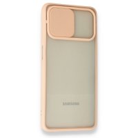 Newface Samsung Galaxy A12 Kılıf Palm Buzlu Kamera Sürgülü Silikon - Pembe