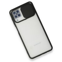 Newface Samsung Galaxy M12 Kılıf Palm Buzlu Kamera Sürgülü Silikon - Siyah