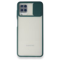 Newface Samsung Galaxy A12 Kılıf Palm Buzlu Kamera Sürgülü Silikon - Yeşil