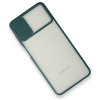Newface Samsung Galaxy A12 Kılıf Palm Buzlu Kamera Sürgülü Silikon - Yeşil