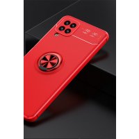Newface Samsung Galaxy M12 Kılıf Range Yüzüklü Silikon - Kırmızı