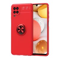 Newface Samsung Galaxy M12 Kılıf Range Yüzüklü Silikon - Kırmızı